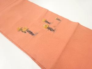 作家物　手描き草花模様名古屋帯